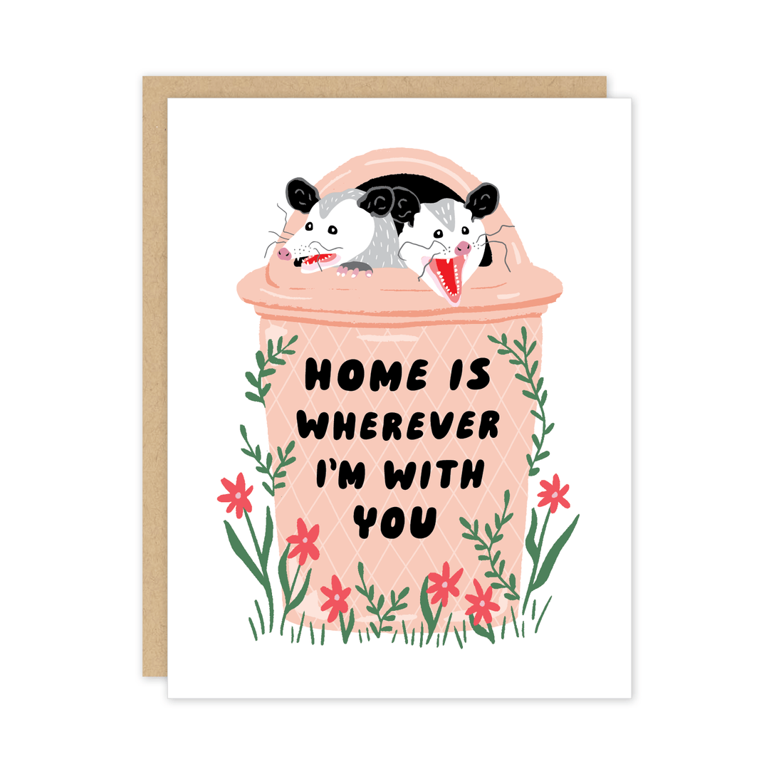 Party of One Card Possum Home Trash Love Friendship Card