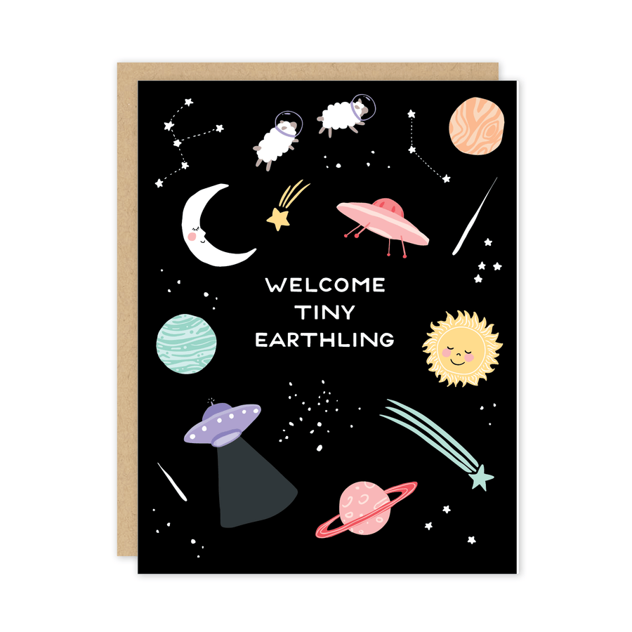 Party of One Card Tiny Earthling Baby Card