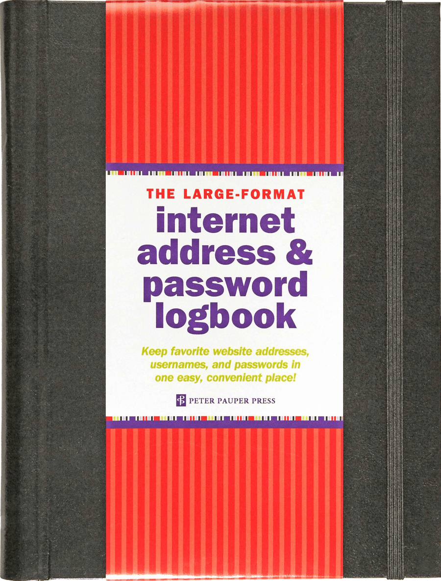 Peter Pauper Press Address Book Black Large-Format Internet Address & Password