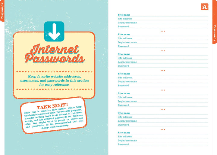 Peter Pauper Press Password Log Can't Remember Sh*t Reminder Book