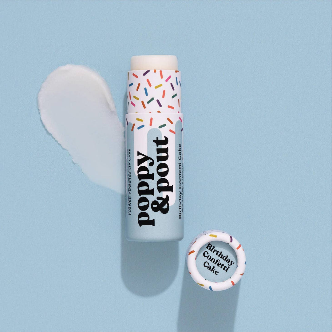 Poppy & Pout Lip Balms Birthday Confetti Cake Vegan Lip Balm