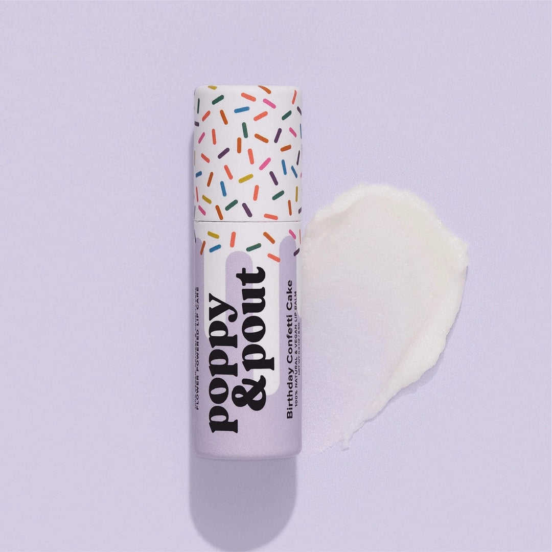 Poppy & Pout Lip Balms purple Birthday Confetti Cake Vegan Lip Balm