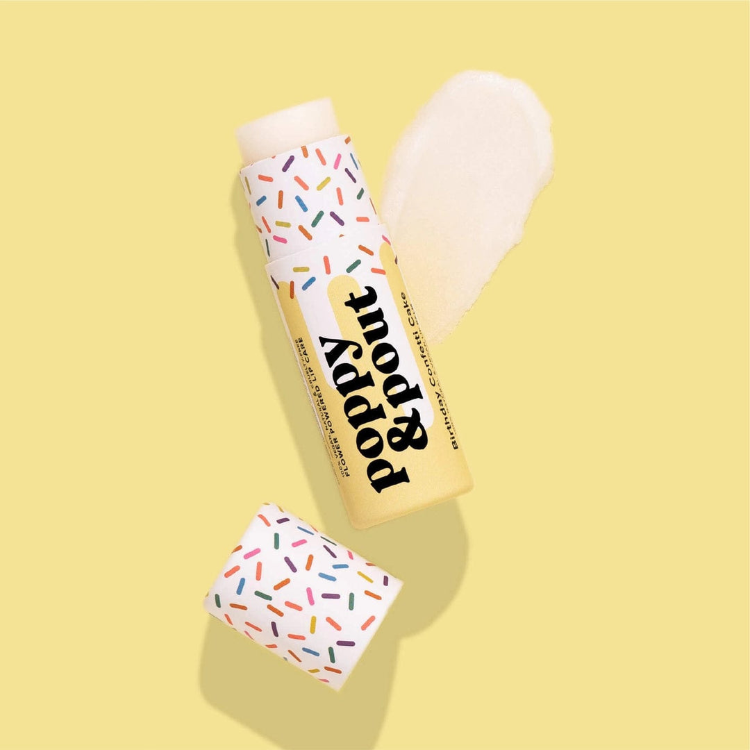 Poppy & Pout Lip Balms yellow Birthday Confetti Cake Vegan Lip Balm