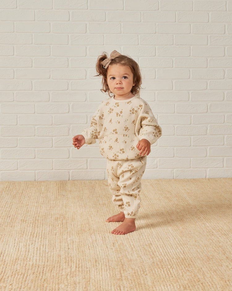 Quincy Mae 2-Piece Clothing Set Waffle Slouch Set - Honey Flower