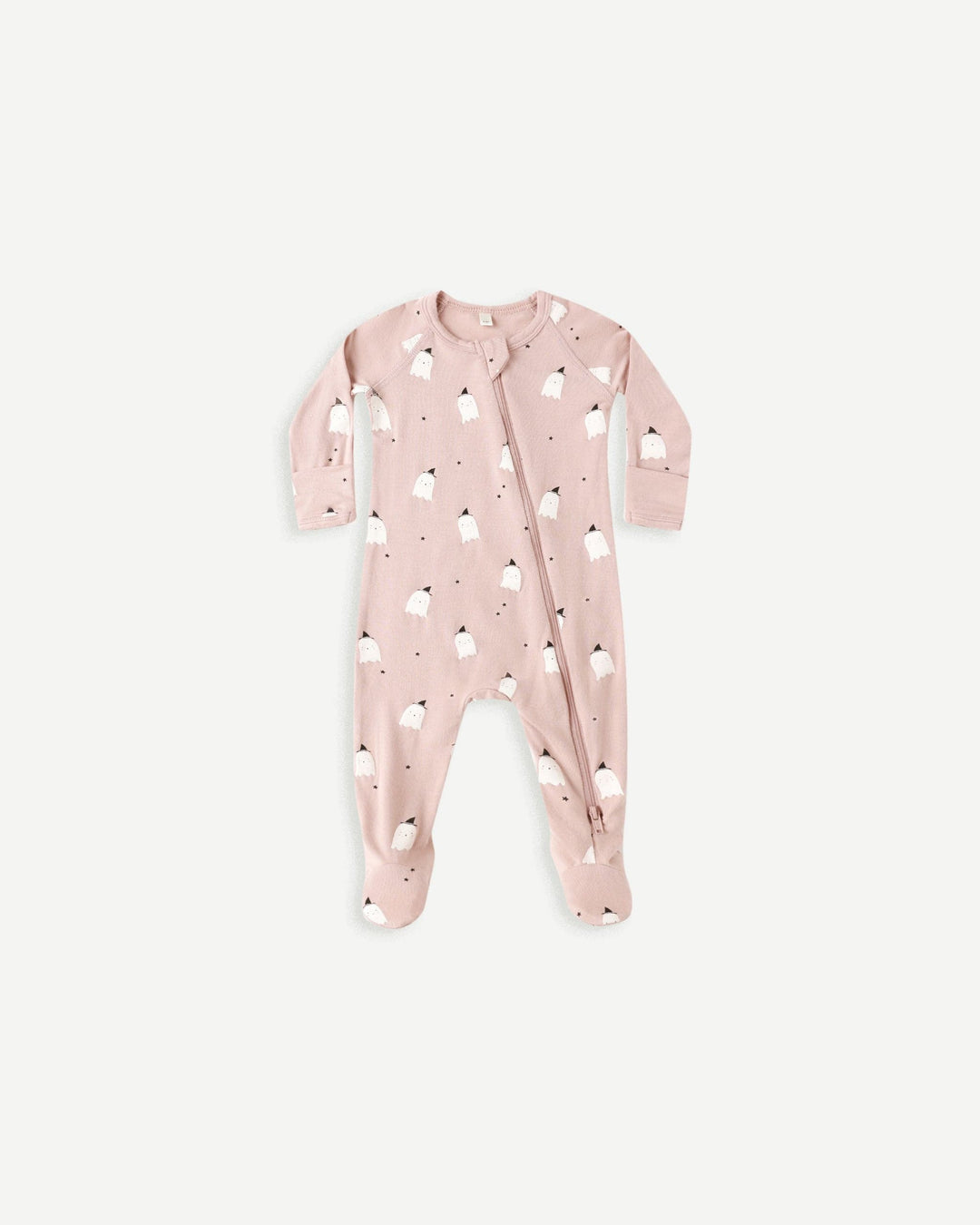 Quincy Mae Baby Bamboo Zip Footie - Pink Ghosts