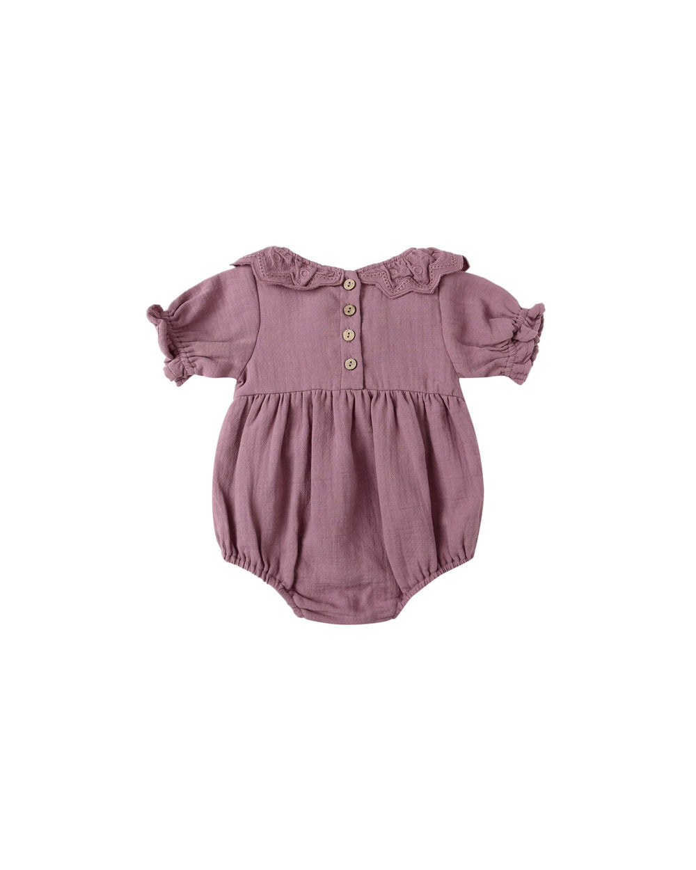 Quincy Mae Baby Collared Romper - Mulberry
