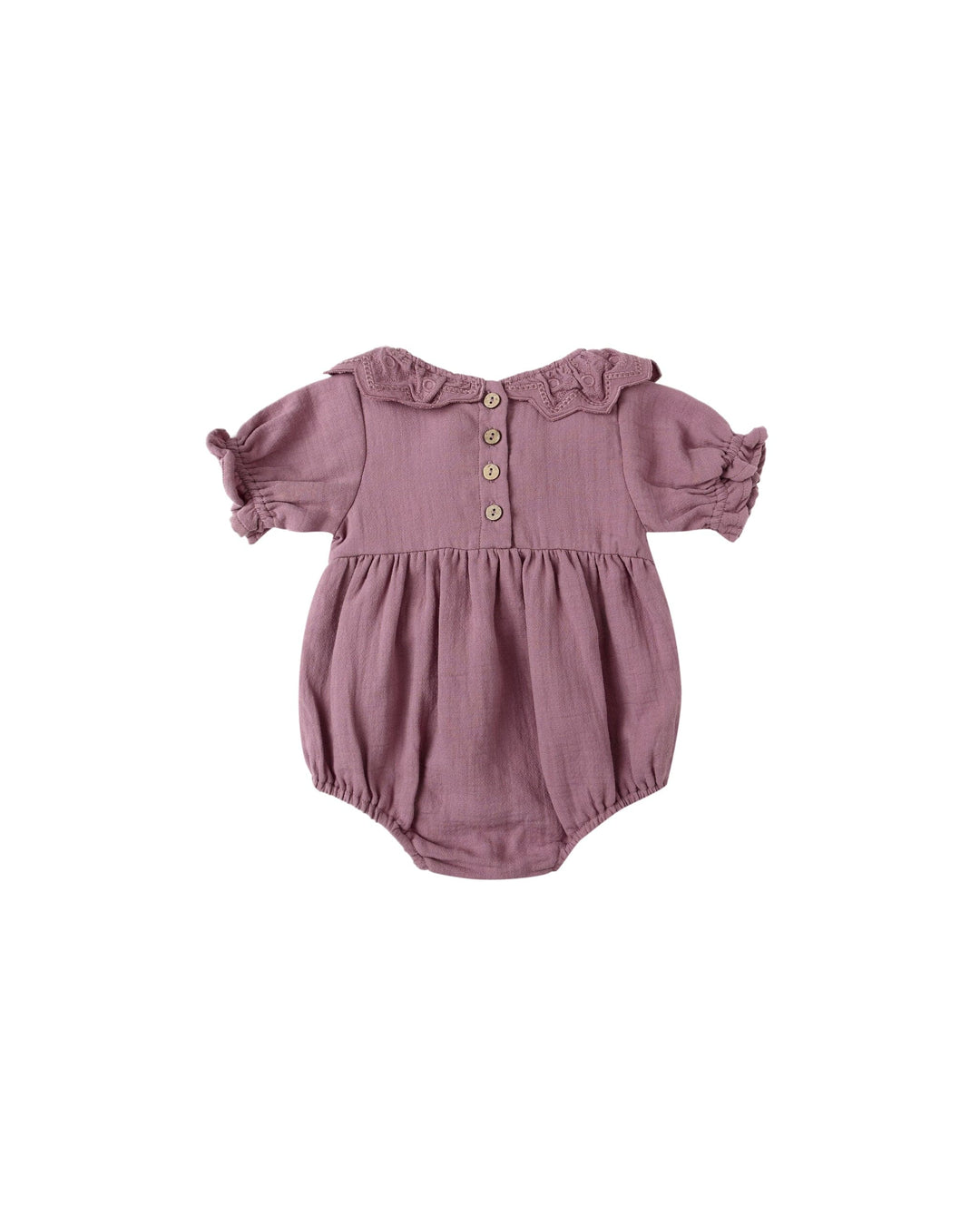 Quincy Mae Baby Collared Romper - Mulberry