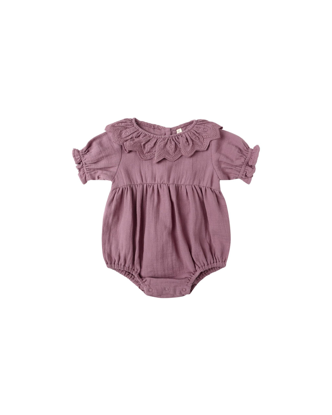 Quincy Mae Baby Collared Romper - Mulberry