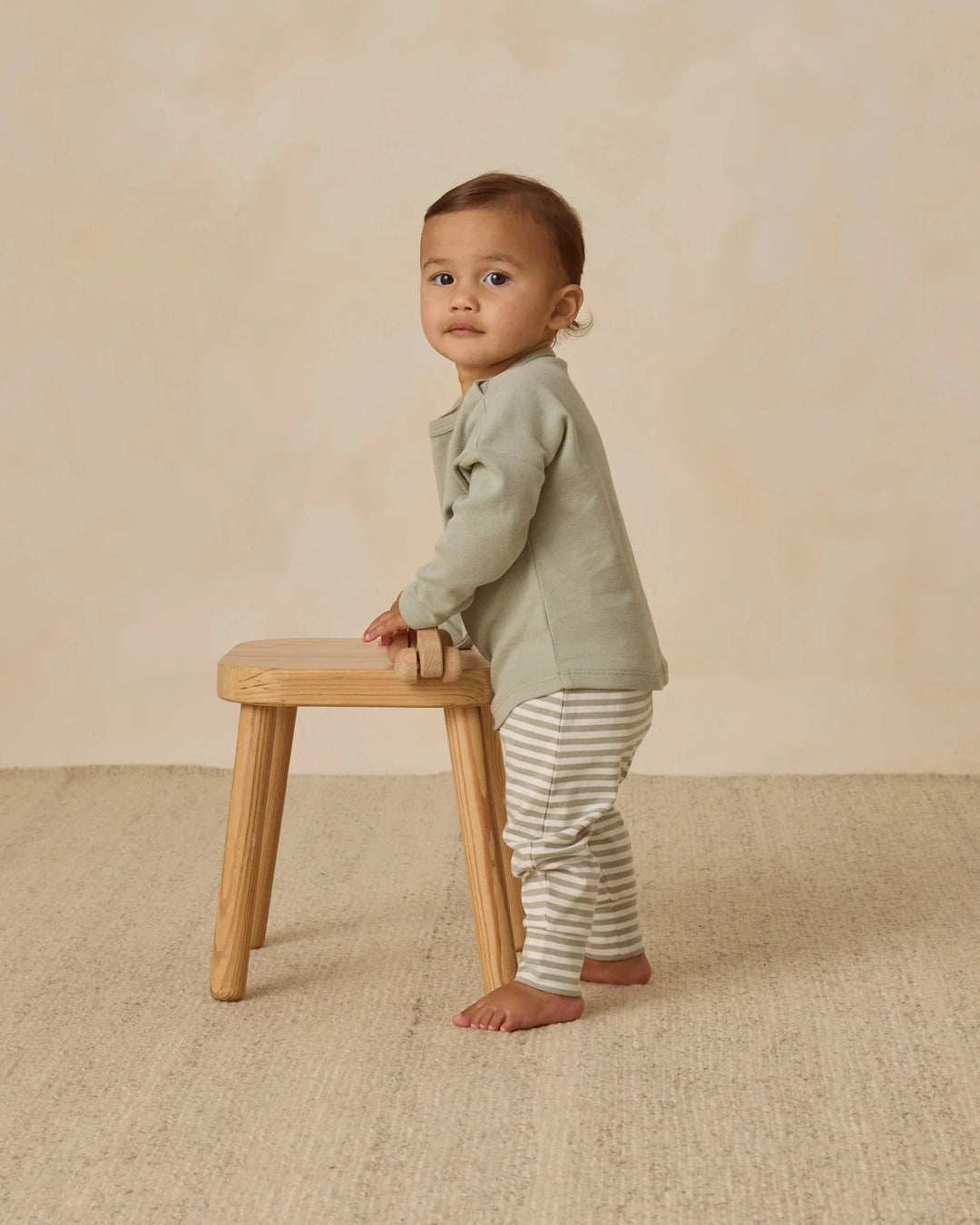 Quincy Mae Baby Drawstring Pant - Fern Stripe