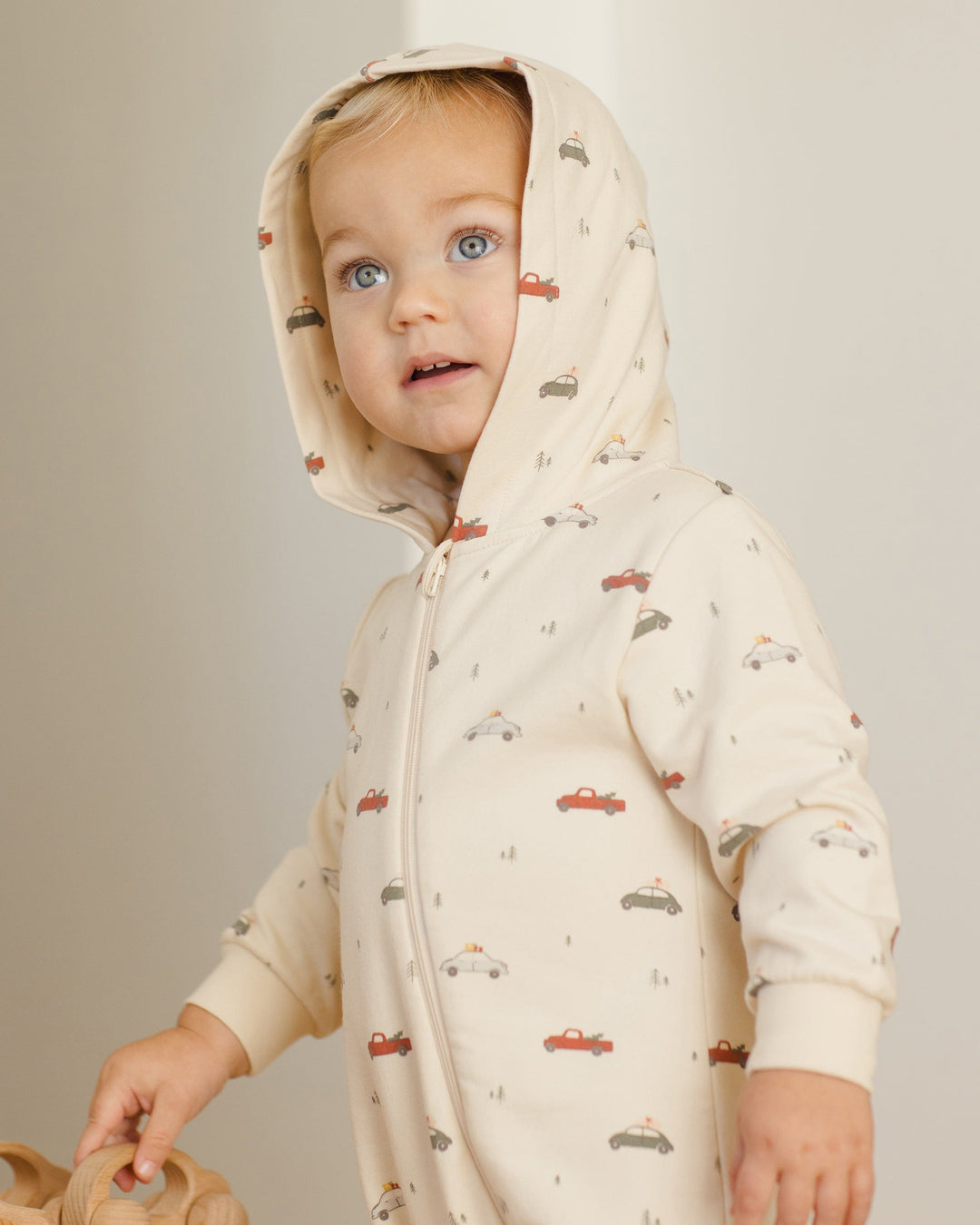 Quincy Mae Baby Hooded Jumpsuit - Cars