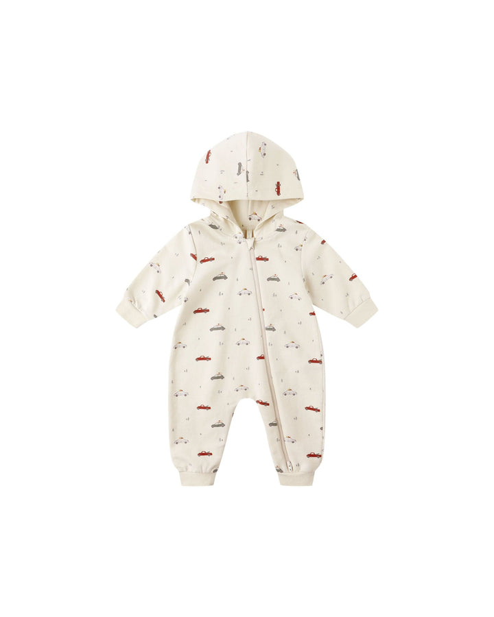 Quincy Mae Baby Hooded Jumpsuit - Cars