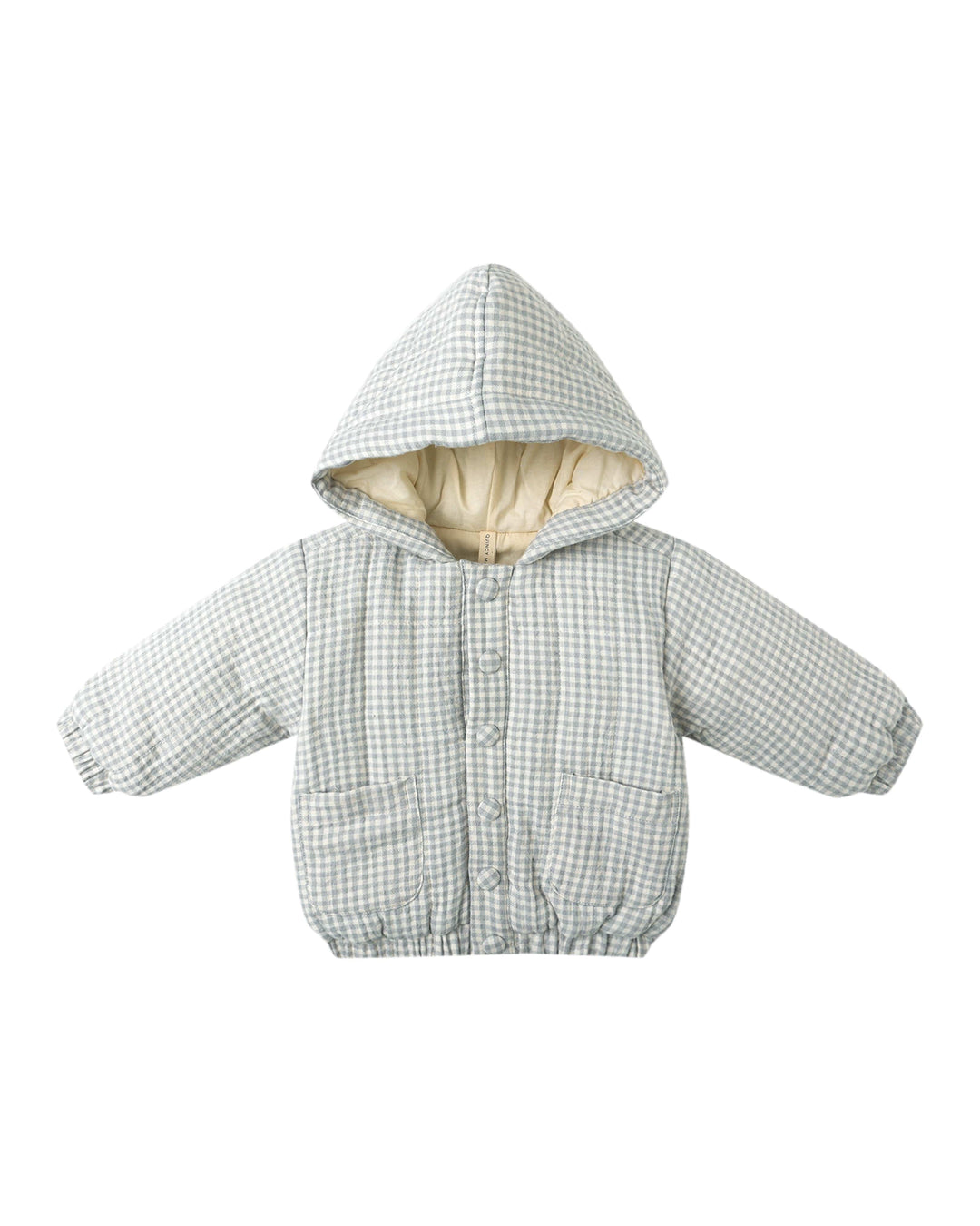 Quincy Mae Baby Hooded Woven Jacket - Blue Gingham