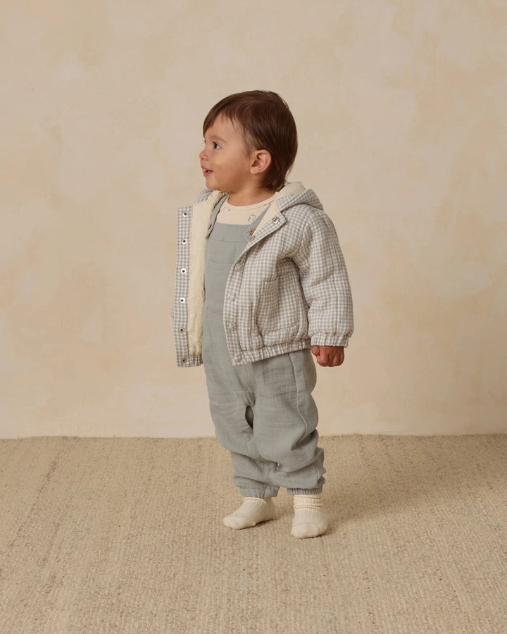 Quincy Mae Baby Hooded Woven Jacket - Blue Gingham