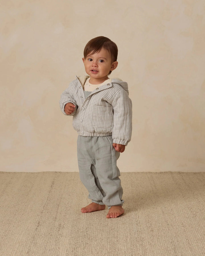 Quincy Mae Baby Hooded Woven Jacket - Blue Gingham