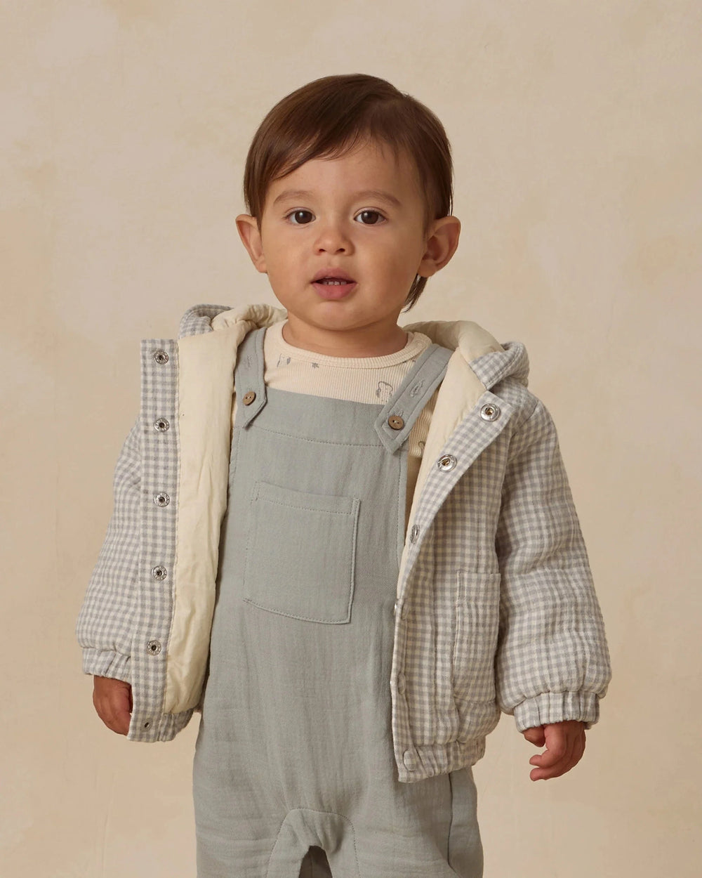 Quincy Mae Baby Hooded Woven Jacket - Blue Gingham
