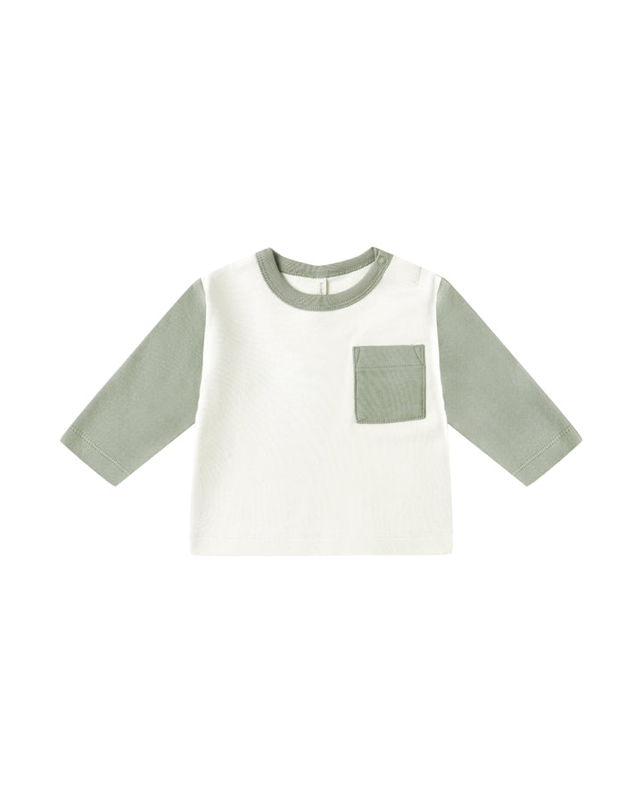 Quincy Mae Baby Long Sleeve Raglan Tee - Fern
