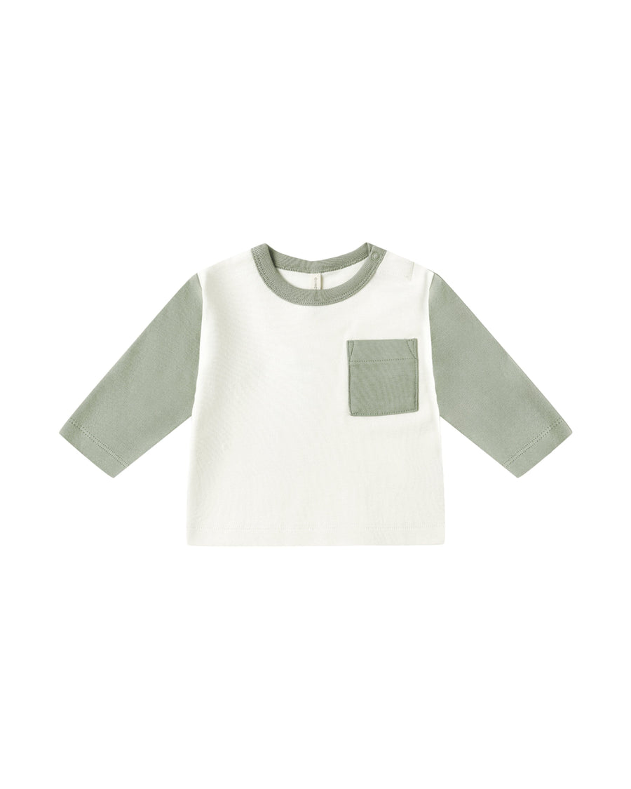 Quincy Mae Baby Long Sleeve Raglan Tee - Fern
