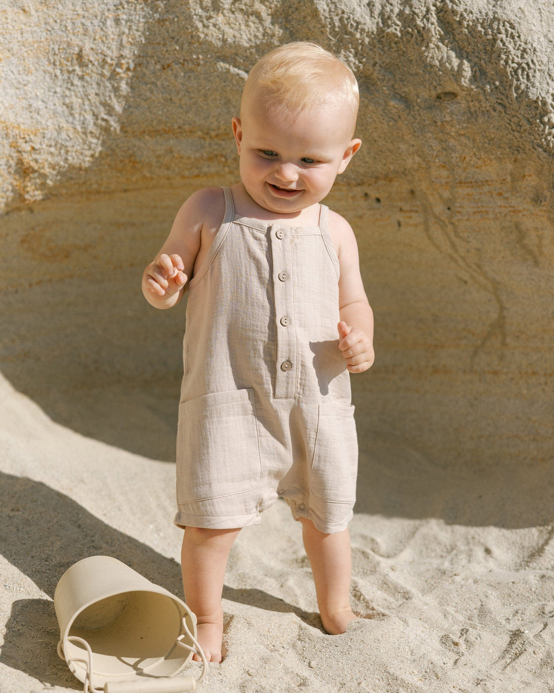 Quincy Mae Baby Oakley Romper - Oat