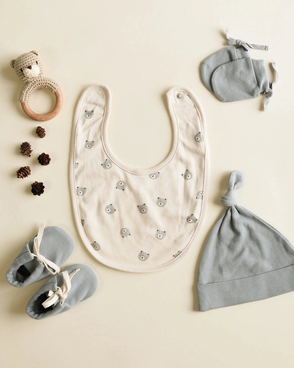 Quincy Mae Baby One Size No Scratch Mittens, Set Of 2 - Steel Blue, Natural