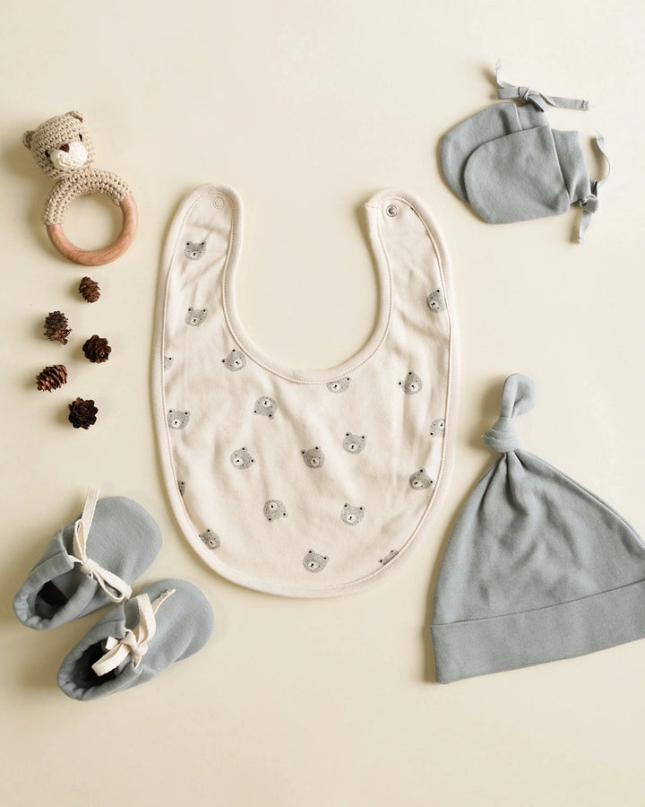 Quincy Mae Baby One Size No Scratch Mittens, Set Of 2 - Steel Blue, Natural