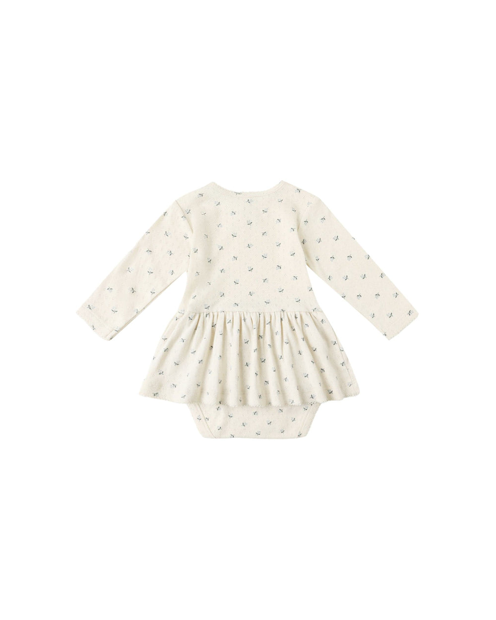 Quincy Mae Baby Pointelle Skirted Bodysuit - Blue Ditsy
