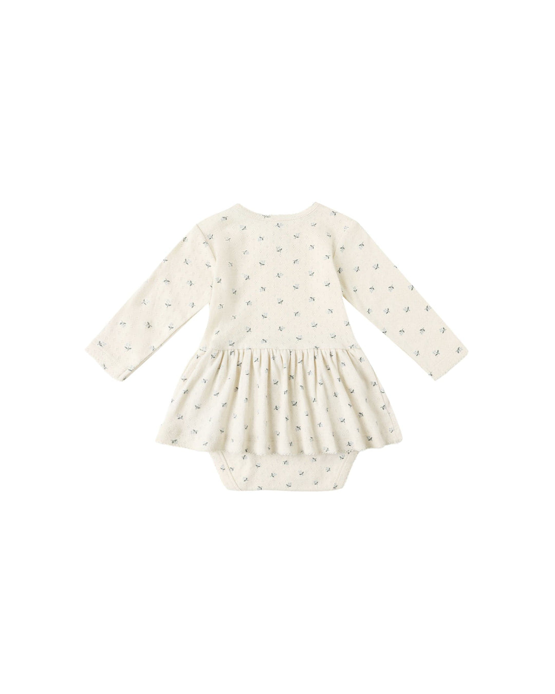 Quincy Mae Baby Pointelle Skirted Bodysuit - Blue Ditsy