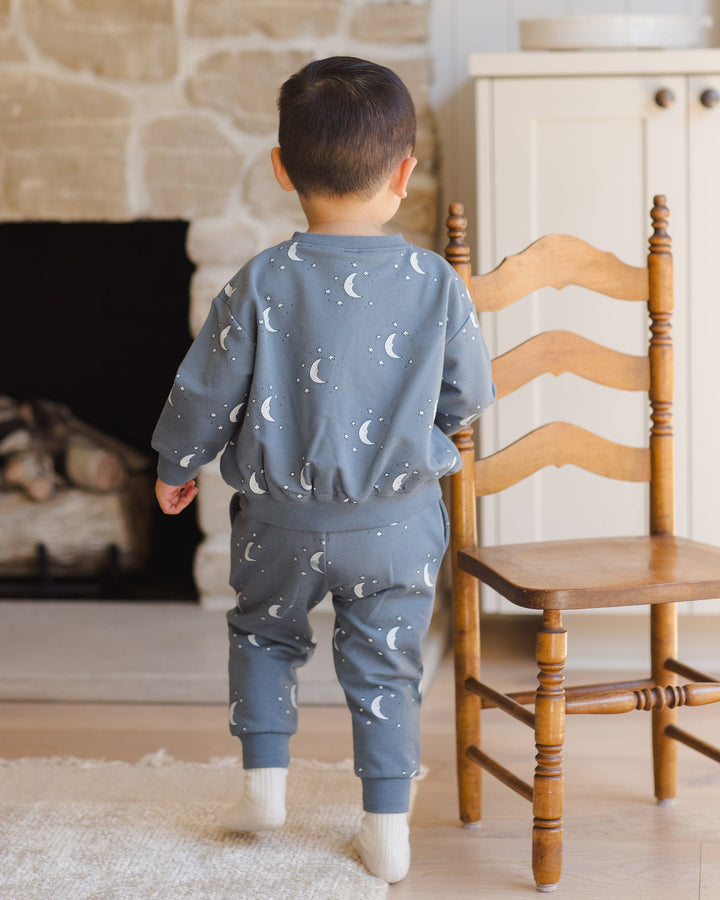 Quincy Mae Baby Relaxed Fleece Sweatpant - Silver Moons