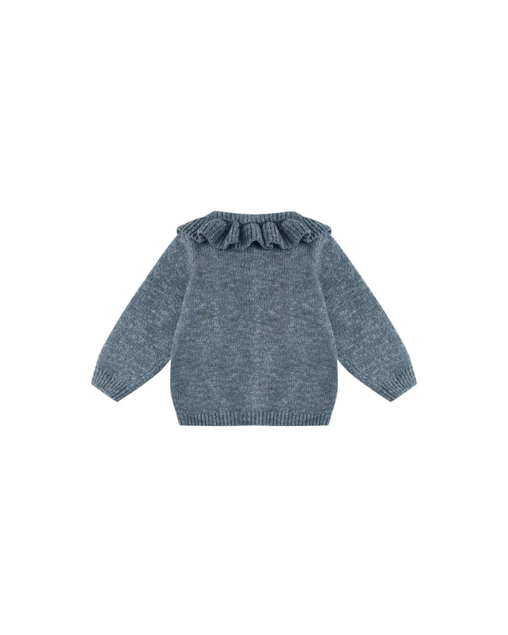 Quincy Mae Baby Ruffle Collar Cardigan - Ocean
