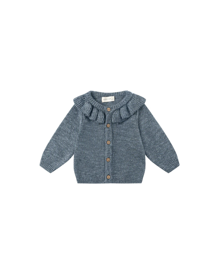 Quincy Mae Baby Ruffle Collar Cardigan - Ocean