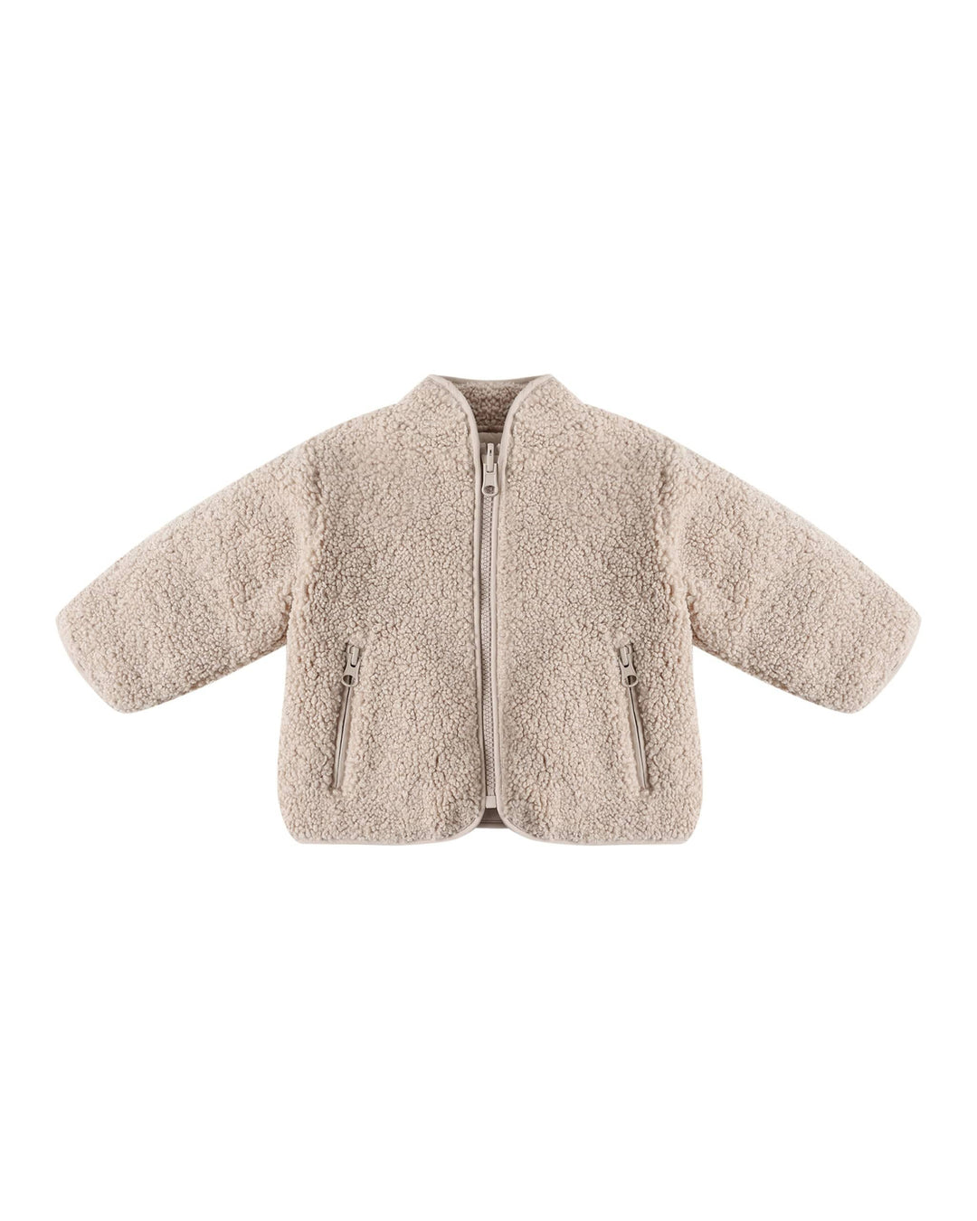 Quincy Mae Baby Shearling Zip Jacket - Oat