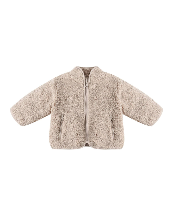 Quincy Mae Baby Shearling Zip Jacket - Oat