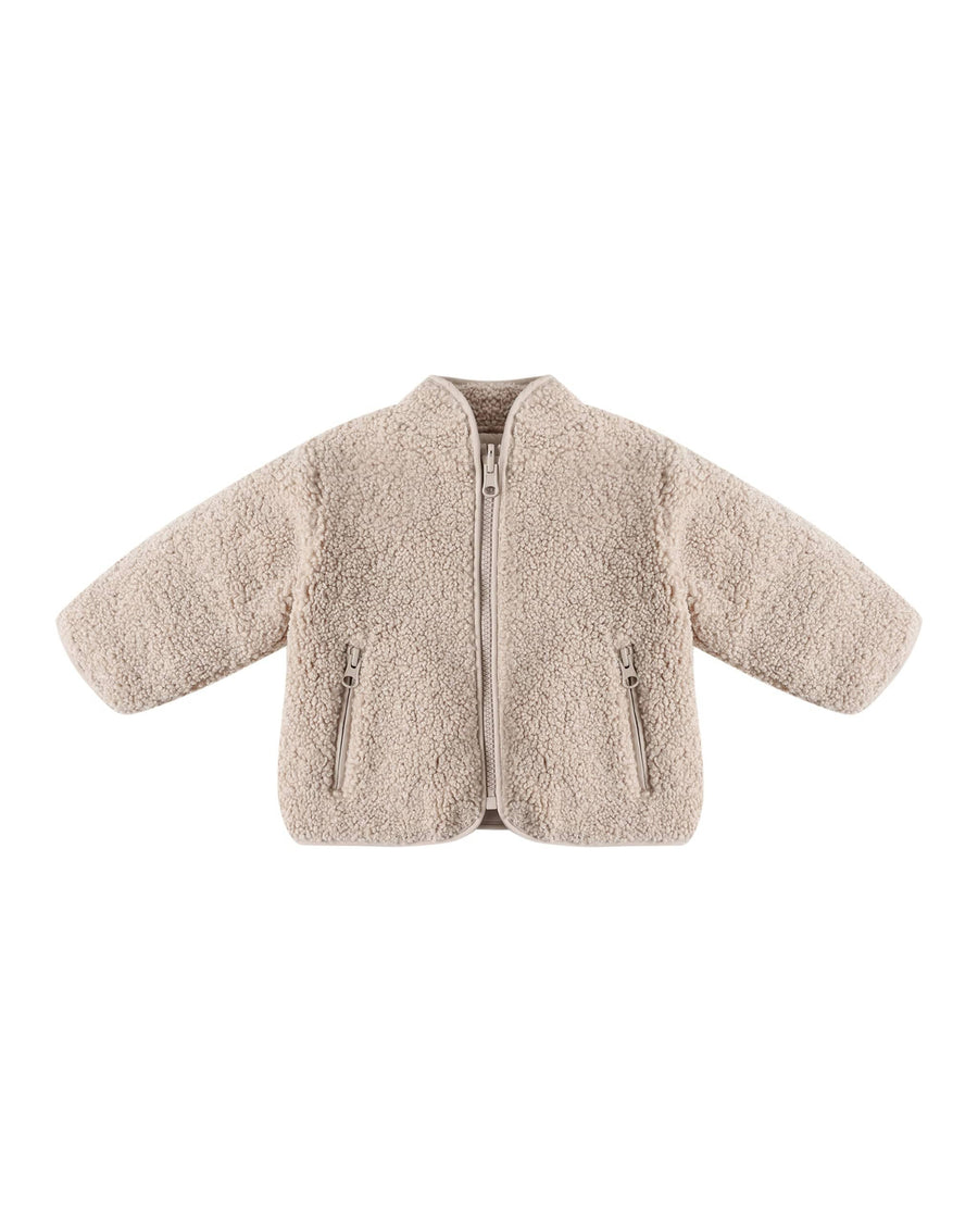 Quincy Mae Baby Shearling Zip Jacket - Oat
