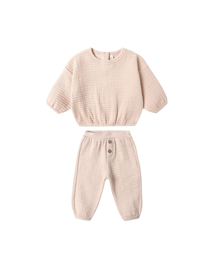 Quincy Mae Baby Textured Sweat Set - Antique
