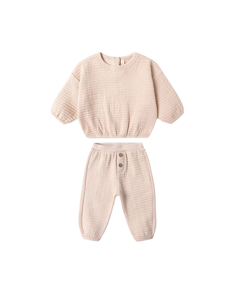 Quincy Mae Baby Textured Sweat Set - Antique