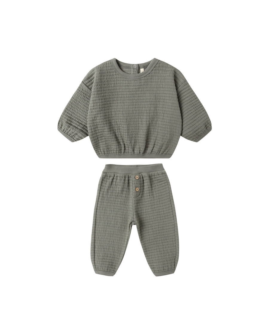 Quincy Mae Baby Textured Sweat Set - Forest