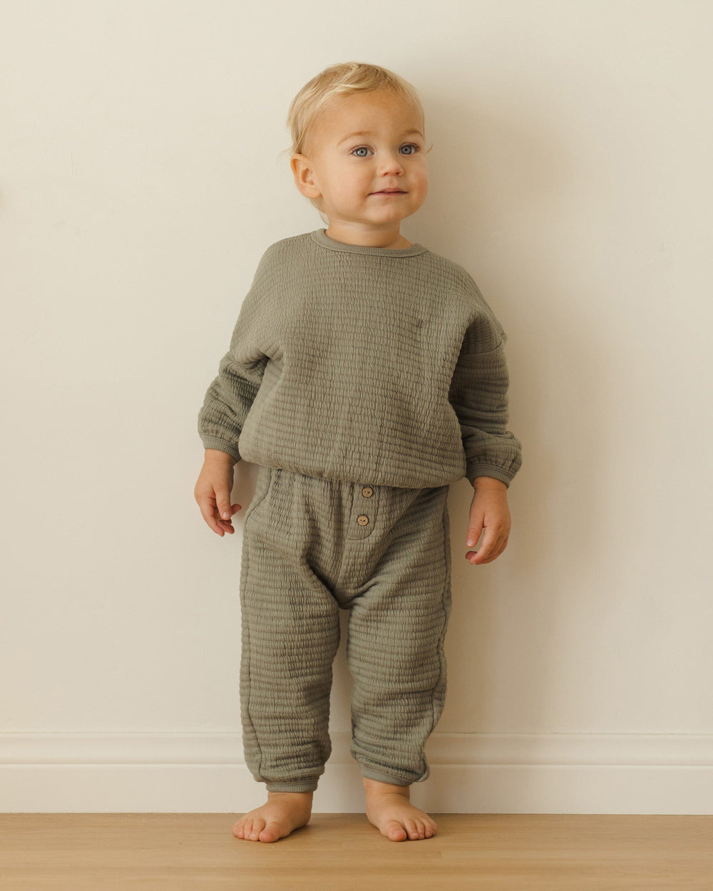 Quincy Mae Baby Textured Sweat Set - Forest