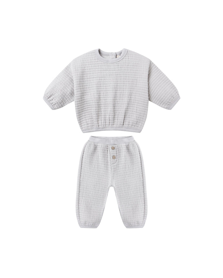 Quincy Mae Baby Textured Sweat Set - Frost