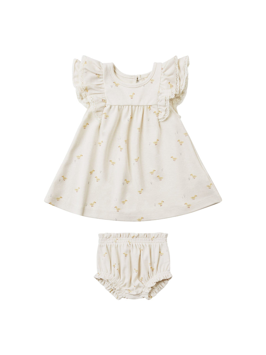 Quincy Mae Baby & Toddler Dresses 0-3m Flutter Dress & Bloomer - Ducks