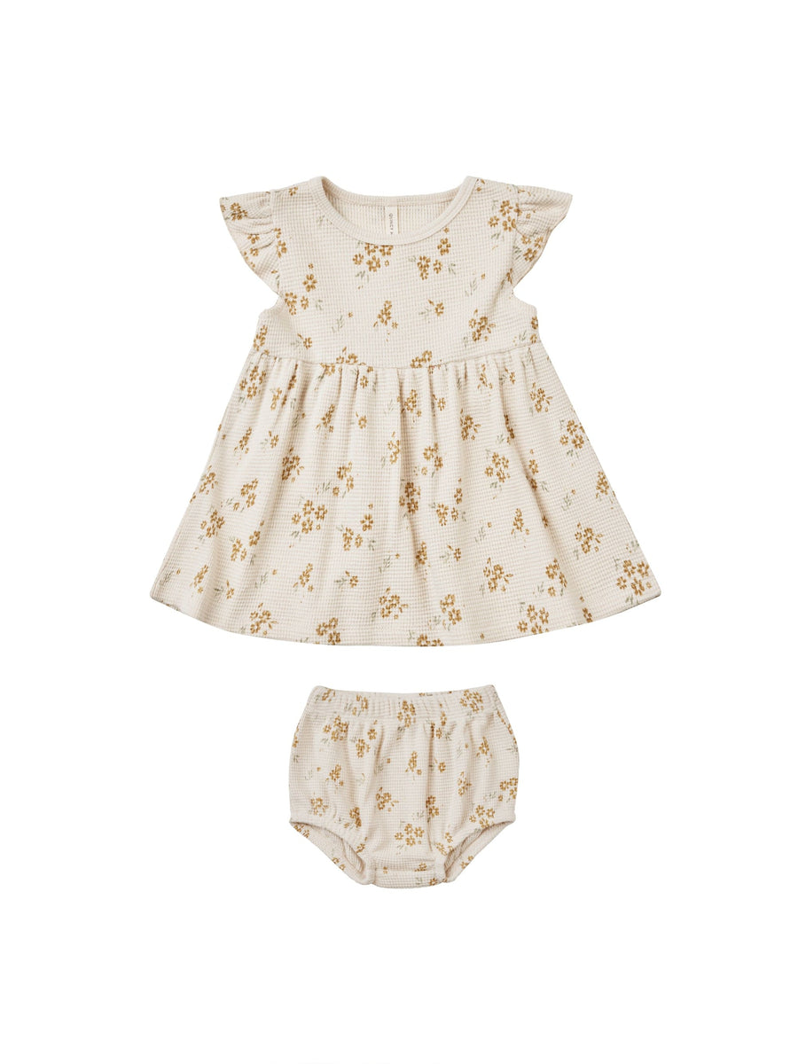 Quincy Mae Baby & Toddler Dresses 0-3m Flutter Sleeve Dress - Honey Flower