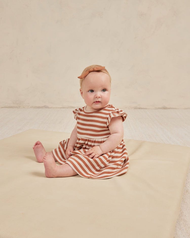 Quincy Mae Baby & Toddler Dresses Flutter Sleeve Dress - Clay Stripe