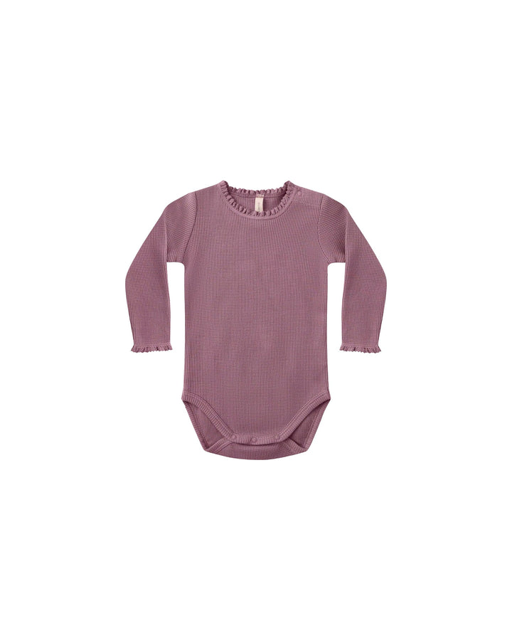 Quincy Mae Baby Waffle Long Sleeve Bodysuit - Mulberry