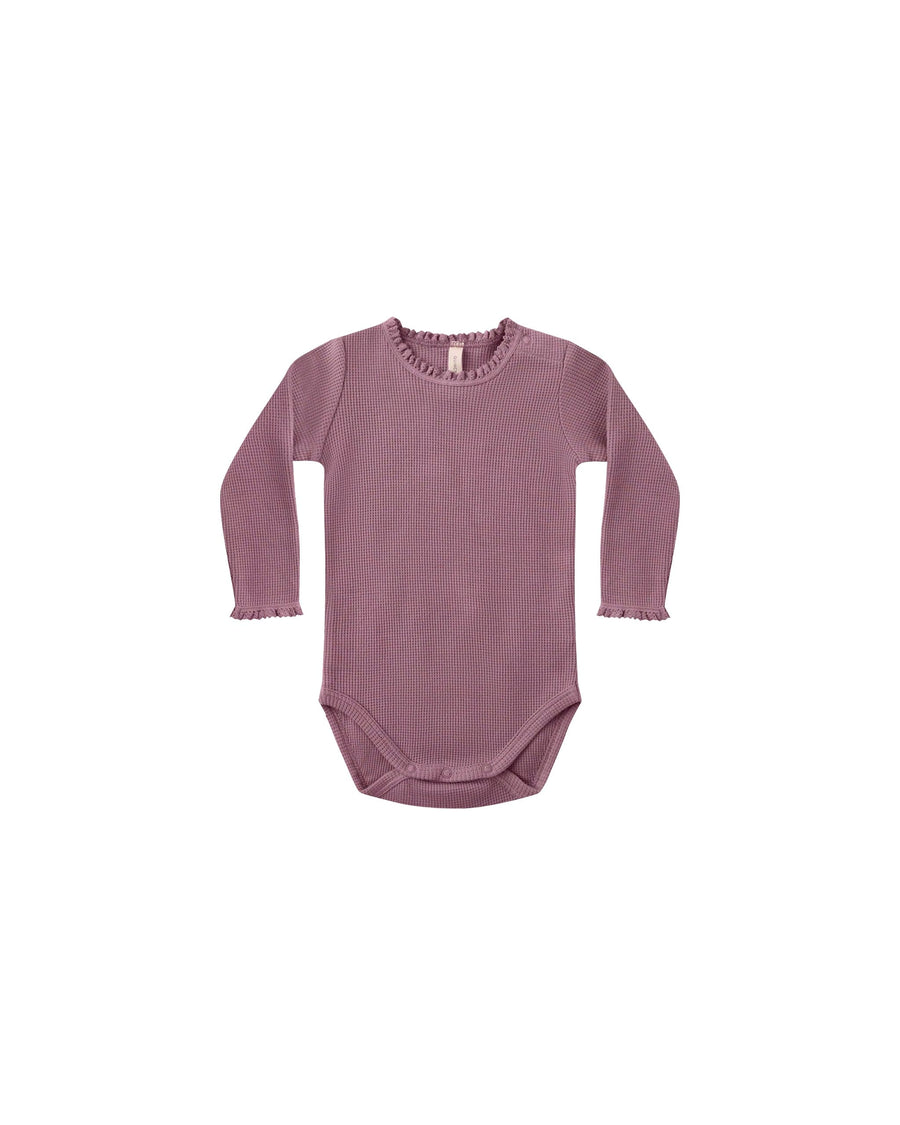 Quincy Mae Baby Waffle Long Sleeve Bodysuit - Mulberry