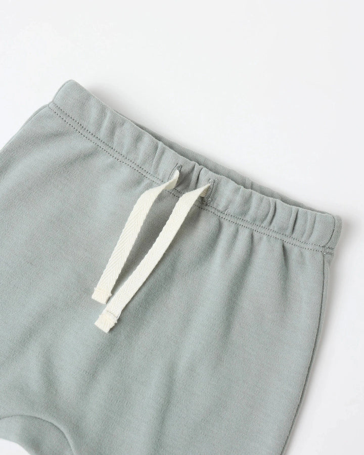 Quincy Mae Baby Wrap Top + Footed Pant Set - Steel Blue