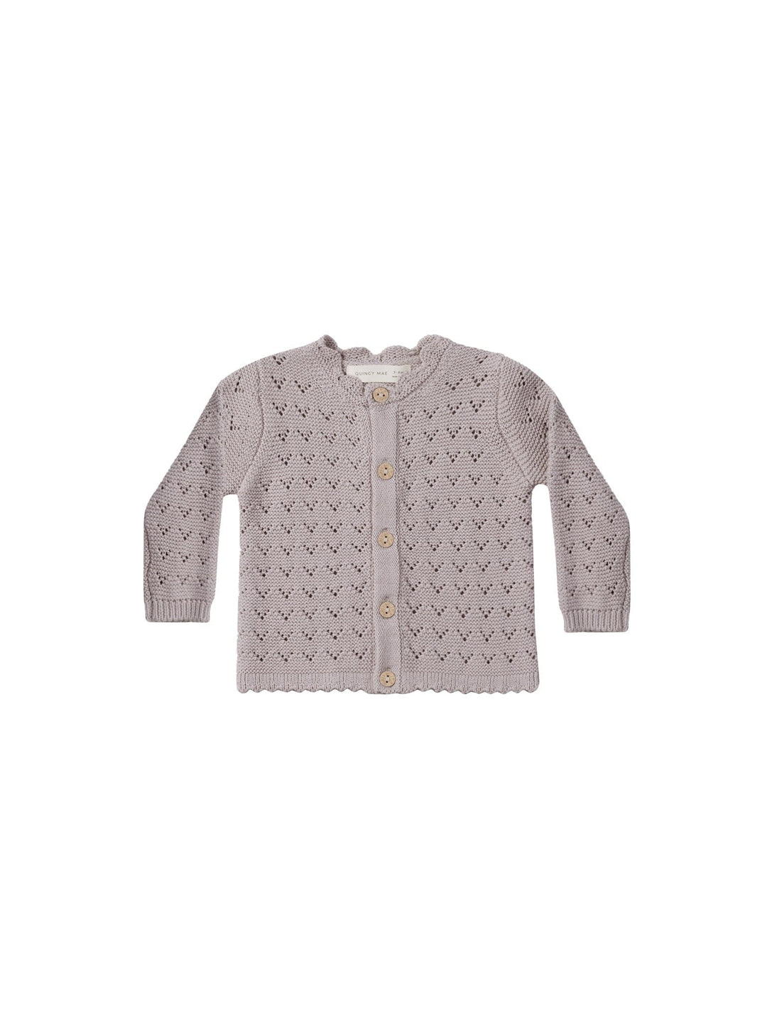 Quincy Mae Sweater 0-3m Scalloped Cardigan - Lavender