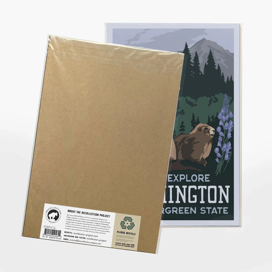 Recollection Project Paper PO Washington State Olympic Marmot Travel Poster