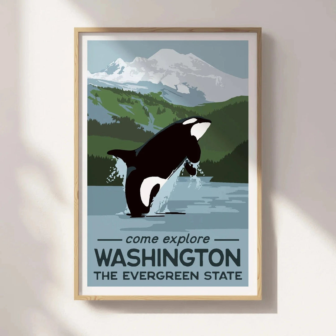 Recollection Project Paper PO Washington State Orca Travel Poster