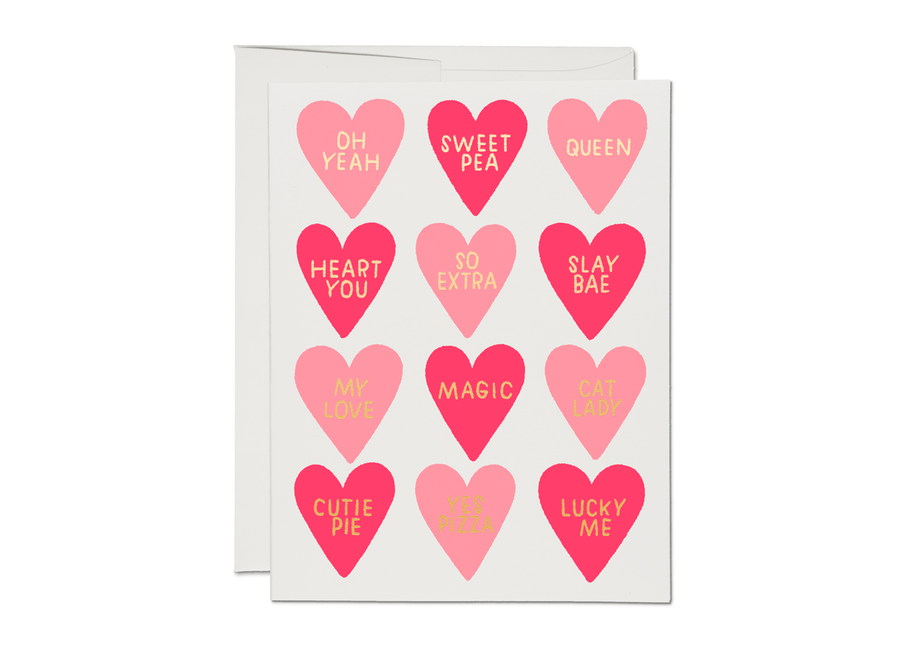 Red Cap Cards Card Conversation Hearts Valentines Card