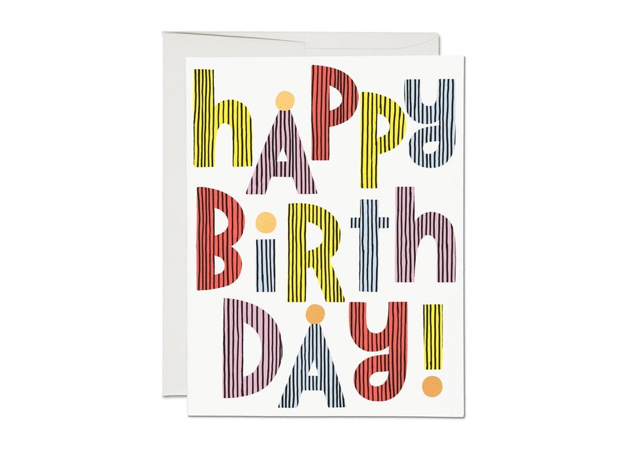 Red Cap Cards Card Lined Typography Birthday Card