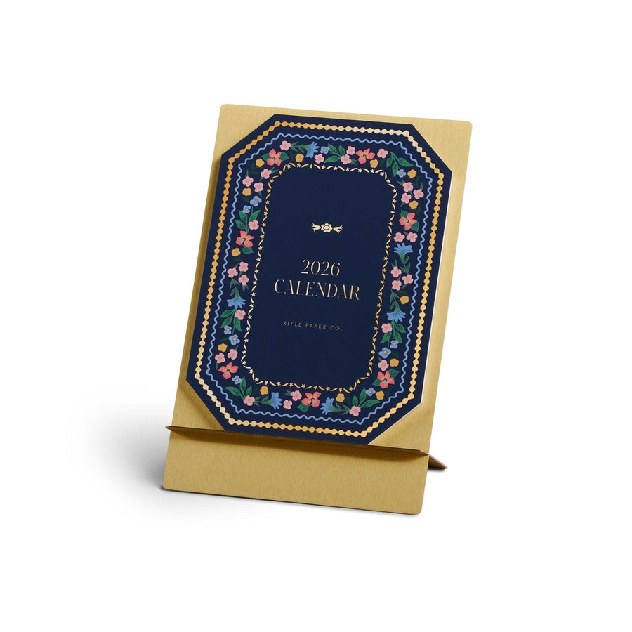Rifle Paper Co. Calendar 2026 Wildwood Brass Easel Desk Calendar