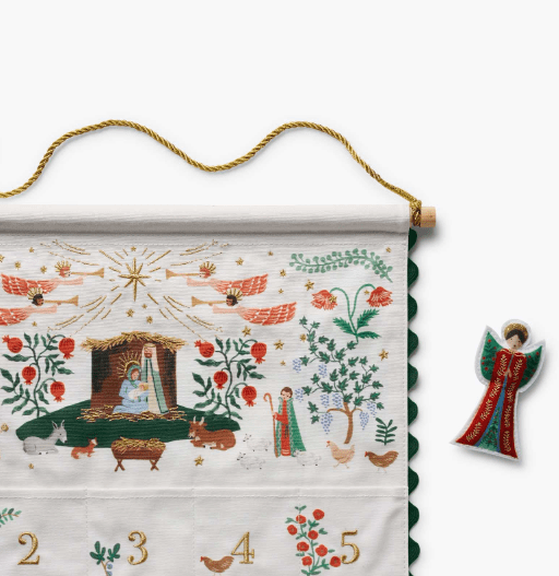 Rifle Paper Co. Holiday Nativity Embroidered Hanging Advent Calendar